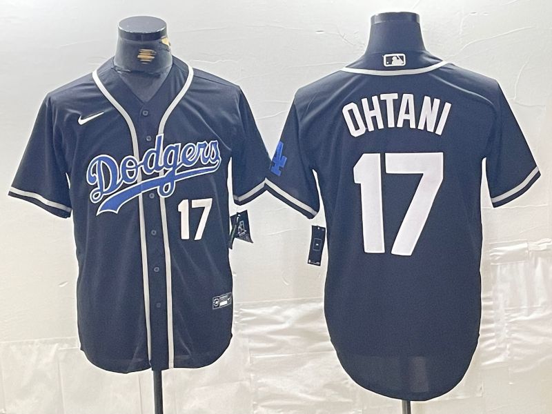 Men Los Angeles Dodgers #17 Ohtani Black Fashion Nike Game MLB Jersey style 48